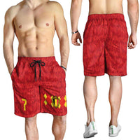 Custom Belgium Football Shorts for Men Fiery Devil Motif