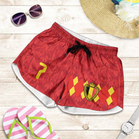 Custom Belgium Football Shorts for Women Fiery Devil Motif