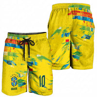 Custom Brasil Football Shorts for Men Abstract Art Inspired Rio Mosaic Steps