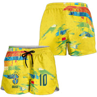 Custom Brasil Football Shorts for Women Abstract Art Inspired Rio Mosaic Steps