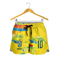 Custom Brasil Football Shorts for Women Abstract Art Inspired Rio Mosaic Steps