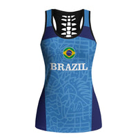 Custom Brazil Football Hollow Tank Top Vamos Selecao - Blue