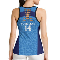 Custom Brazil Football Hollow Tank Top Vamos Selecao - Blue