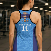 Custom Brazil Football Hollow Tank Top Vamos Selecao - Blue