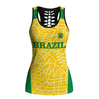 Custom Brazil Football Hollow Tank Top Vamos Selecao - Yellow