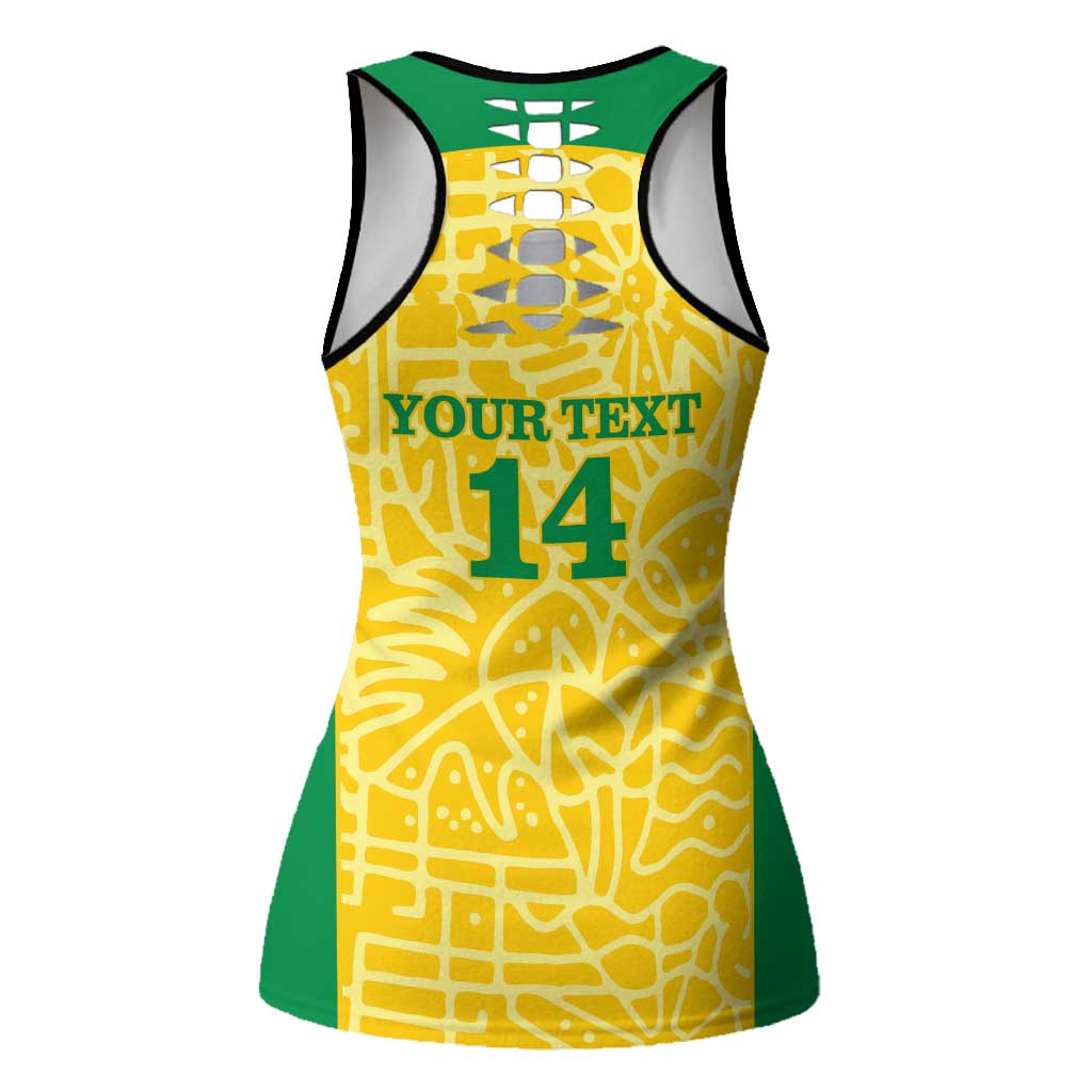 Custom Brazil Football Hollow Tank Top Vamos Selecao - Yellow