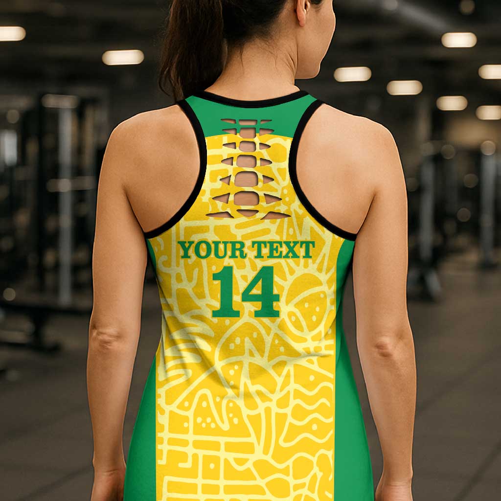 Custom Brazil Football Hollow Tank Top Vamos Selecao - Yellow
