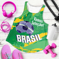 Custom Brazil Football Women Racerback Tank Vamos Selecao Brushes Style