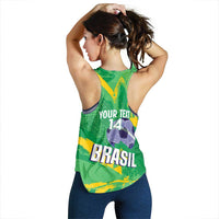 Custom Brazil Football Women Racerback Tank Vamos Selecao Brushes Style