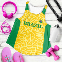 Custom Brazil Football Women Racerback Tank Vamos Selecao - Yellow