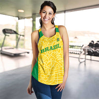 Custom Brazil Football Women Racerback Tank Vamos Selecao - Yellow