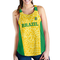 Custom Brazil Football Women Racerback Tank Vamos Selecao - Yellow