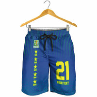 Custom Brazil World Football Legacy Shorts for Men 5 Times History Champions Blue Version - Wonder Print Shop