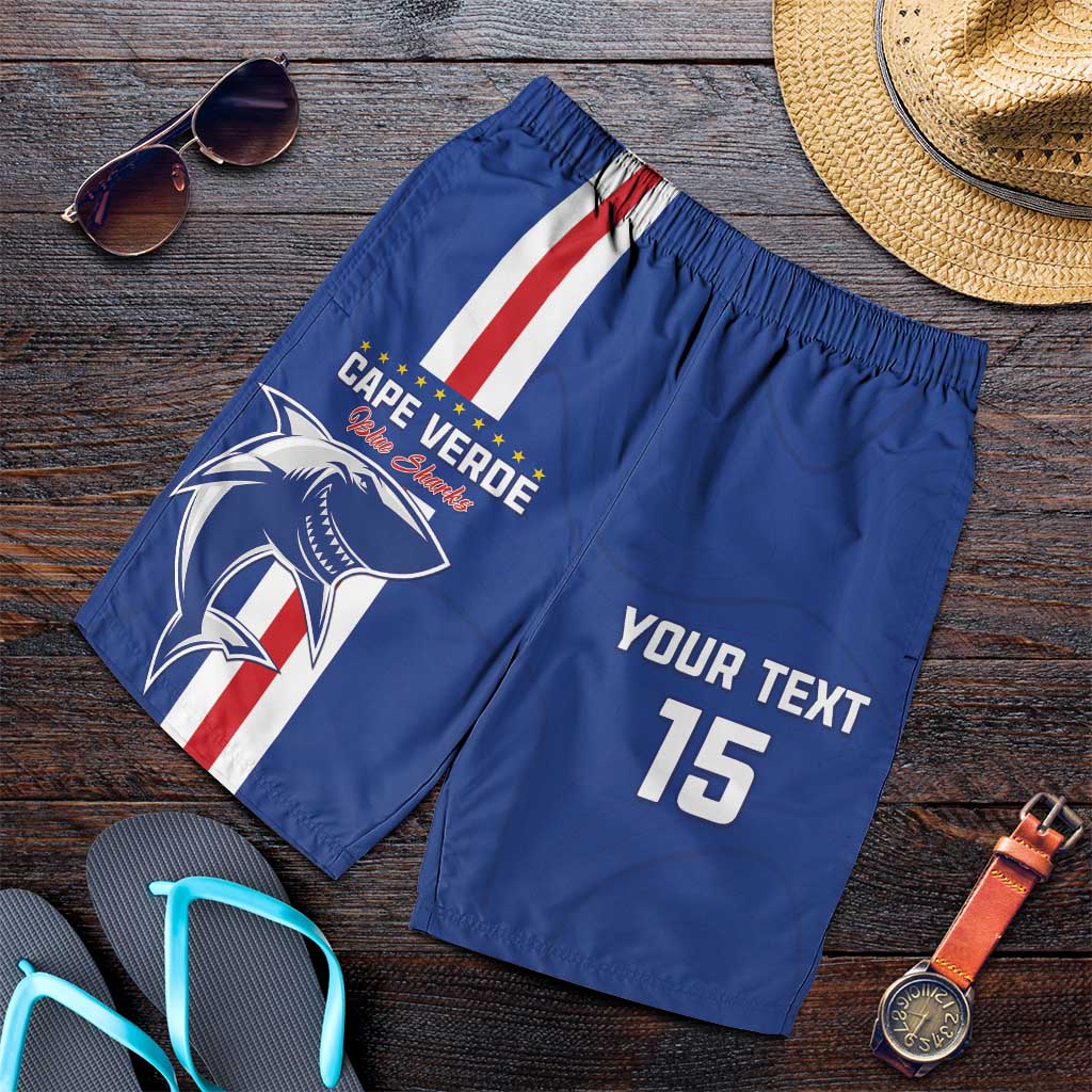 Custom Cape Verde Football Shorts for Men Go Champions Blue Sharks - Wonder Print Shop