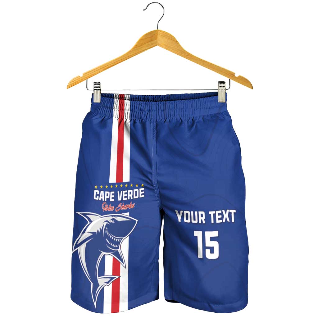 Custom Cape Verde Football Shorts for Men Go Champions Blue Sharks - Wonder Print Shop