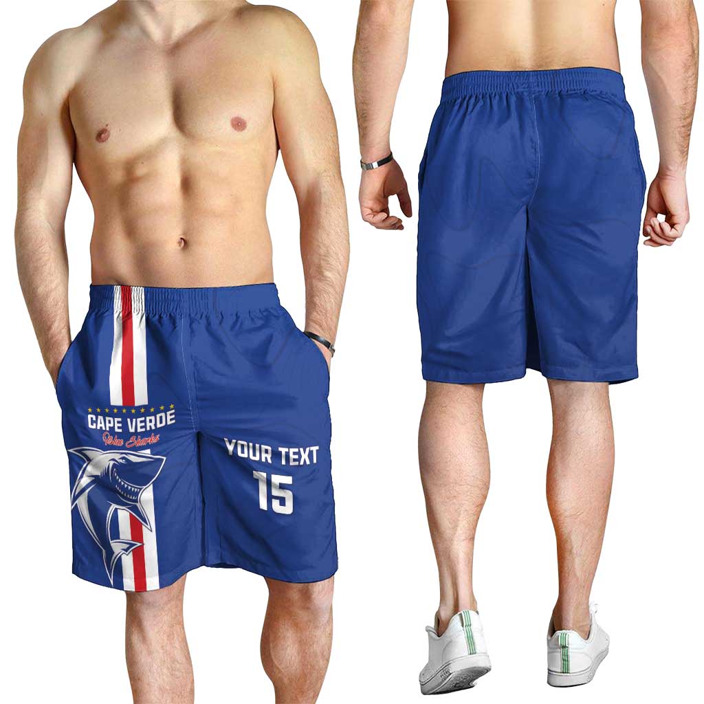 Custom Cape Verde Football Shorts for Men Go Champions Blue Sharks - Wonder Print Shop