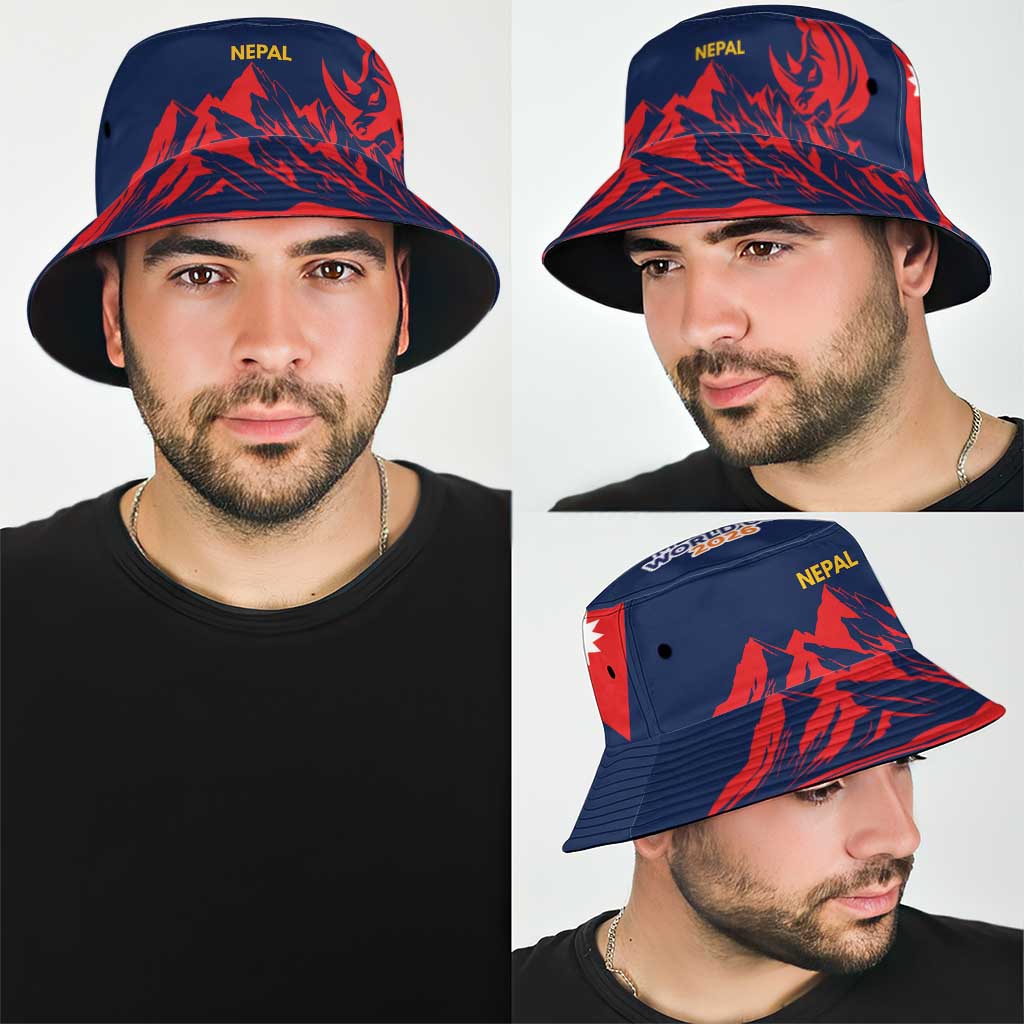 Custom Cricket Nepal East Asia-Pacific Bucket Hat Nepal Rhinos Champions - Wonder Print Shop
