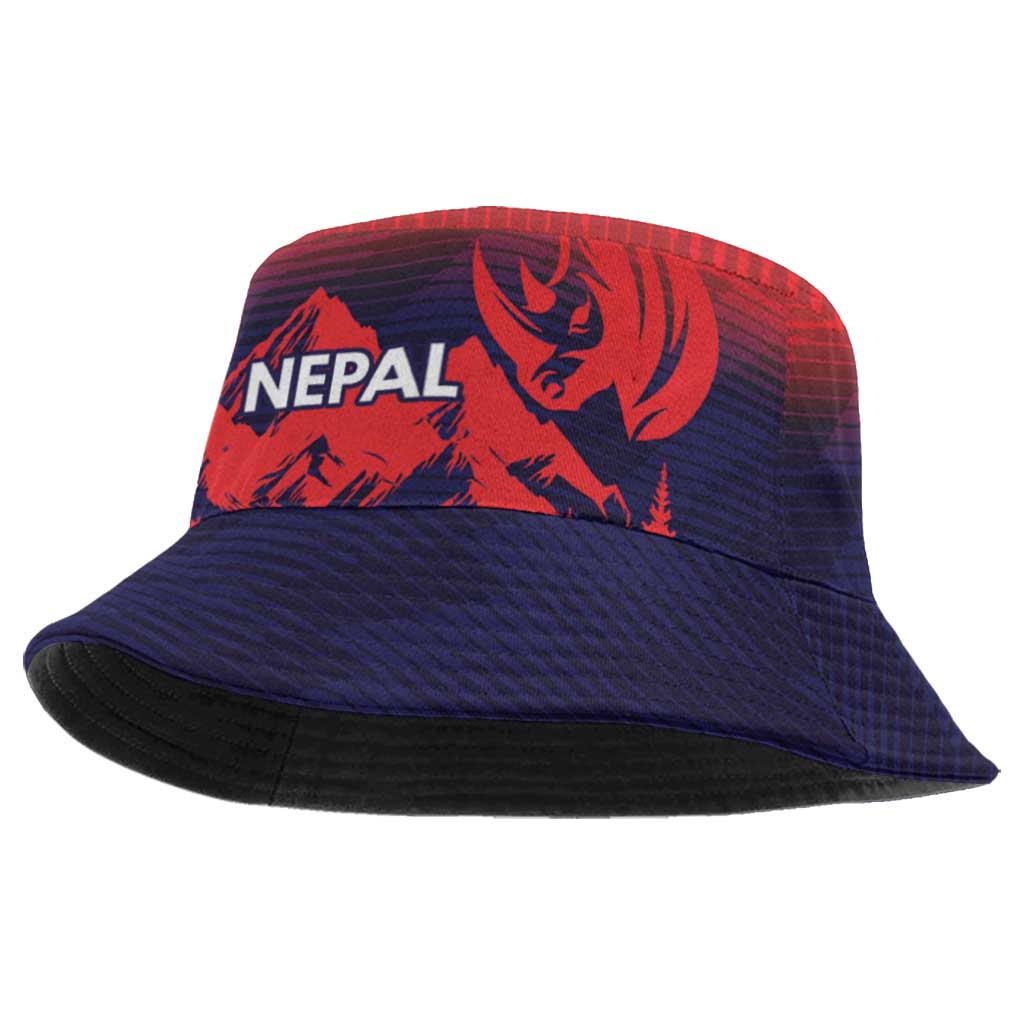 Custom Cricket Nepal East Asia-Pacific Bucket Hat Nepal Rhinos Twenty20 - Wonder Print Shop
