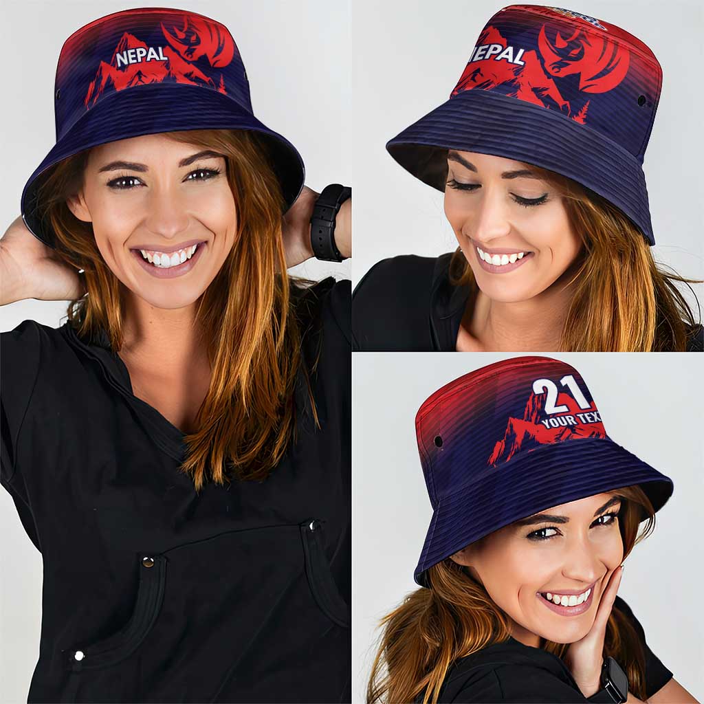 Custom Cricket Nepal East Asia-Pacific Bucket Hat Nepal Rhinos Twenty20 - Wonder Print Shop