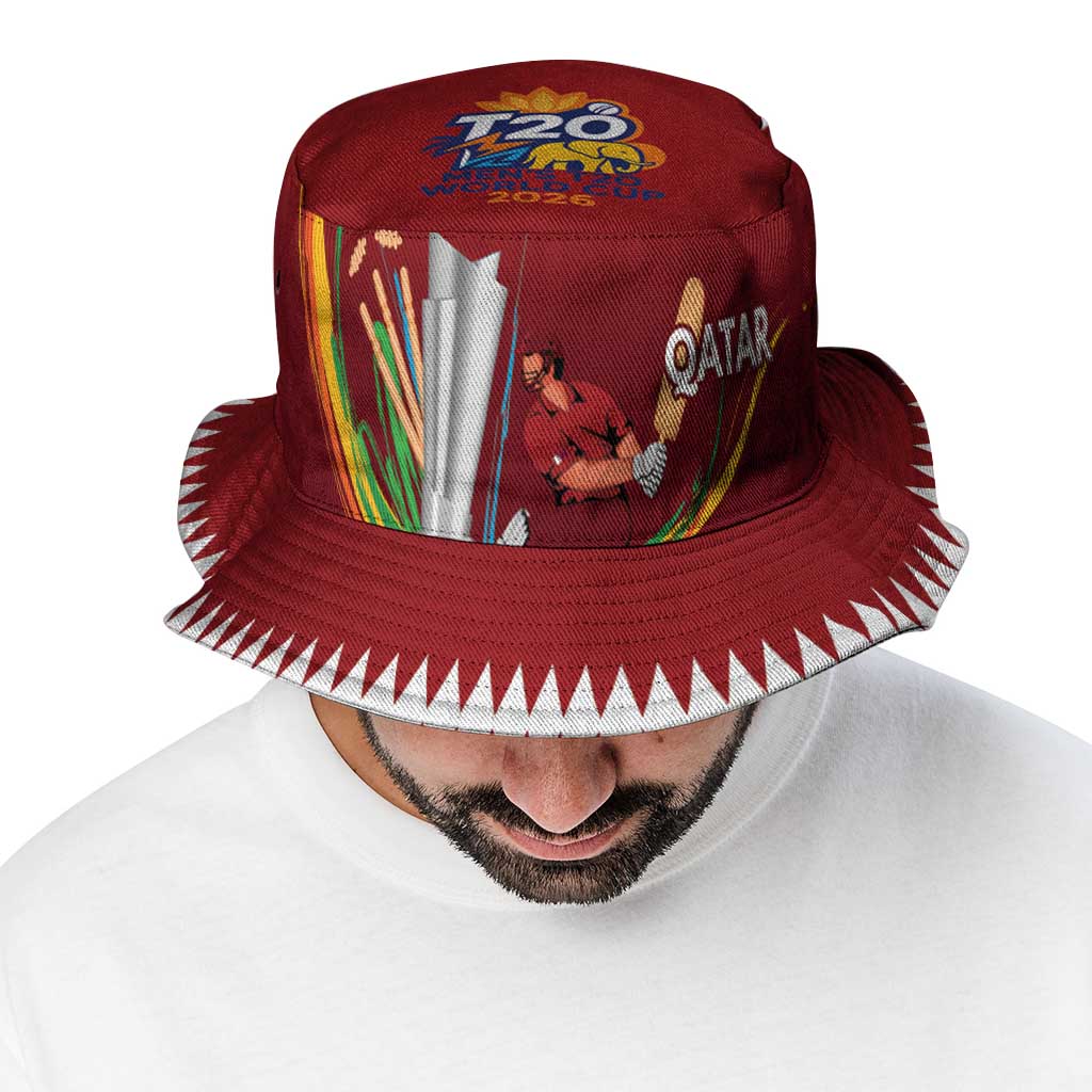 Custom Cricket Qatar East Asia-Pacific Bucket Hat Qatar Boundary to Victory - Wonder Print Shop