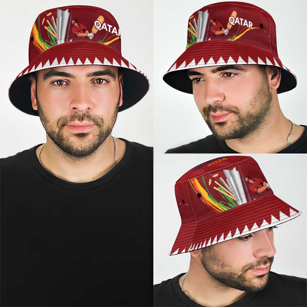 Custom Cricket Qatar East Asia-Pacific Bucket Hat Qatar Boundary to Victory - Wonder Print Shop