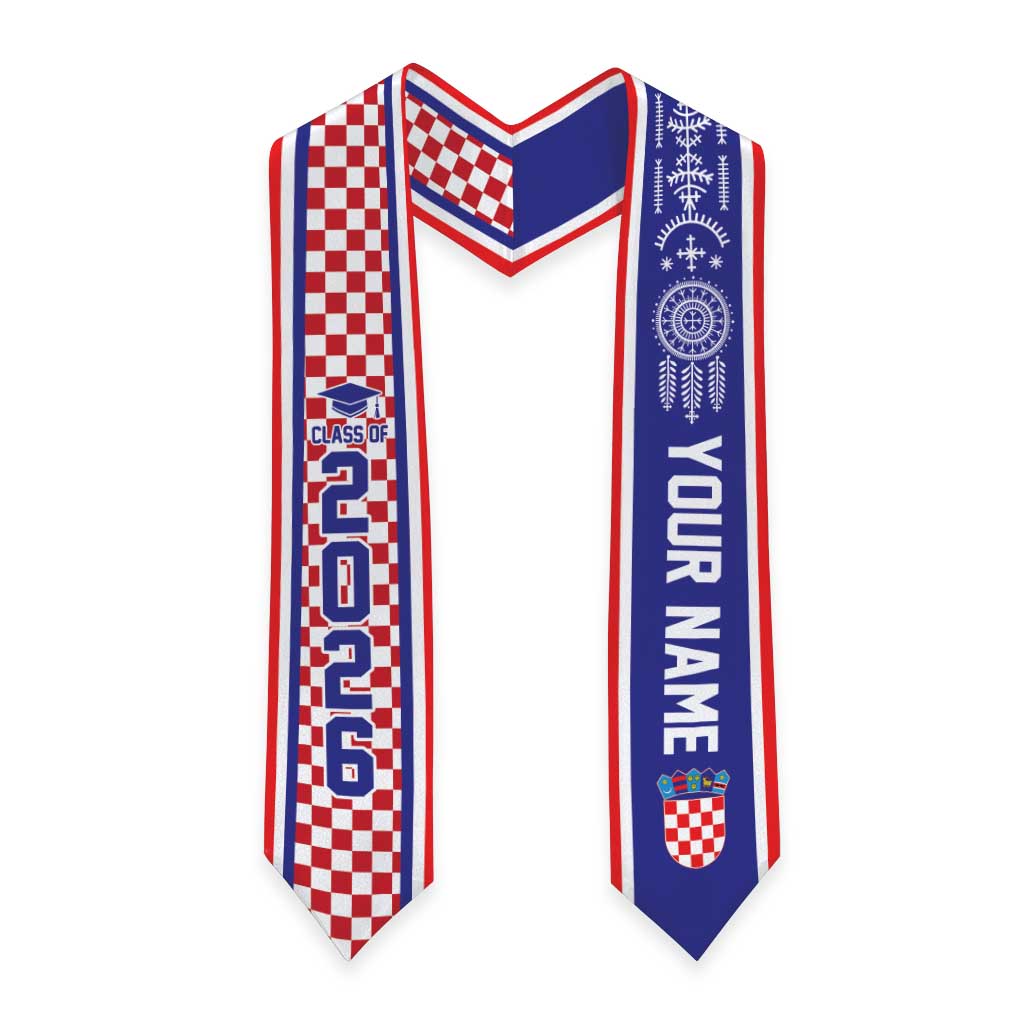 Custom Croatia Graduation Stole Checkerboard Heritage