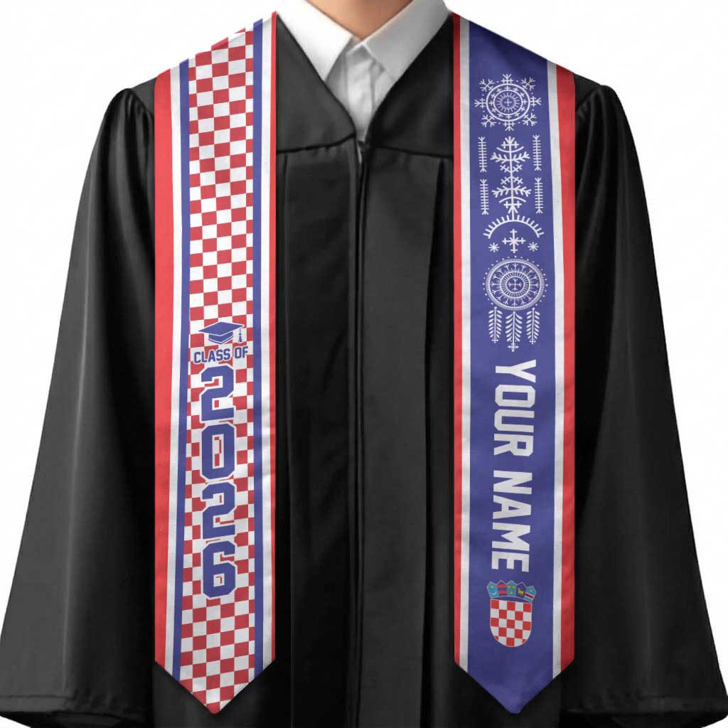 Custom Croatia Graduation Stole Checkerboard Heritage