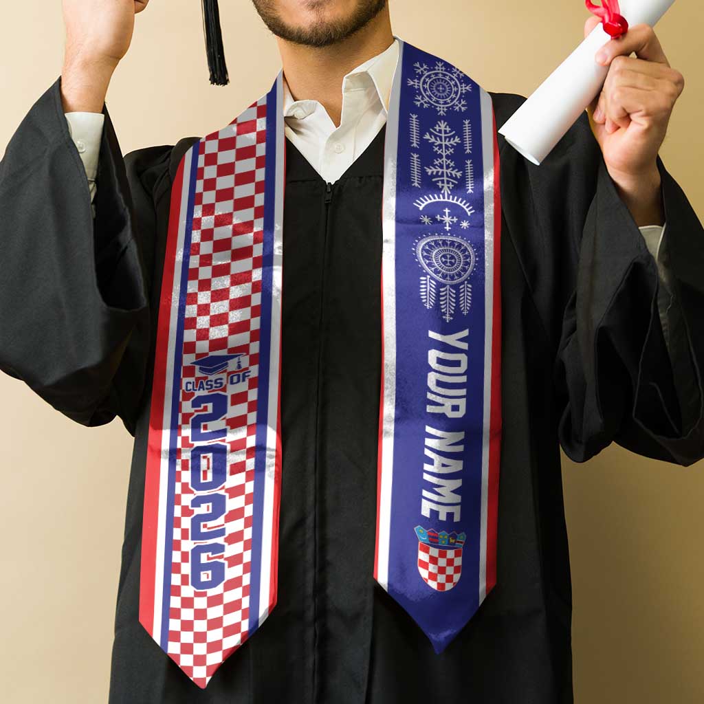 Custom Croatia Graduation Stole Checkerboard Heritage