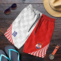Custom Croatia Hrvatska Football Shorts for Men Halftone Checkerboard National Crest