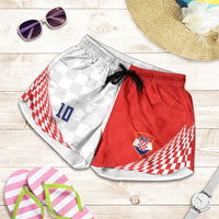 Custom Croatia Hrvatska Football Shorts for Women Halftone Checkerboard National Crest
