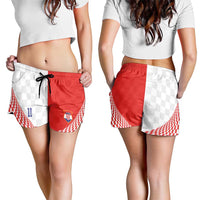 Custom Croatia Hrvatska Football Shorts for Women Halftone Checkerboard National Crest