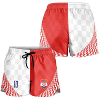 Custom Croatia Hrvatska Football Shorts for Women Halftone Checkerboard National Crest