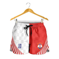 Custom Croatia Hrvatska Football Shorts for Women Halftone Checkerboard National Crest