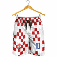 Custom Croatia National Football Shorts for Men Red Checkerboard Glagolitic Script Geometric Pattern Art