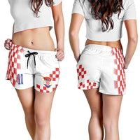 Custom Croatia National Football Shorts for Women Dynamic Red Heritage Checkerboard Pattern