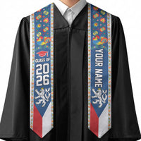 Custom Czech Republic Graduation Stole Czech Lion Folk Art Pattern
