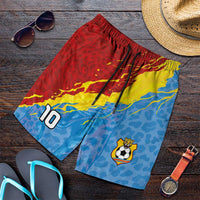 Custom DR Congo Leopards Football Shorts for Men Abstract Leopard Pattern With National Colors And Crest
