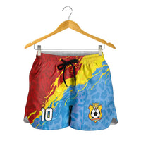 Custom DR Congo Leopards Football Shorts for Women Abstract Leopard Pattern With National Colors And Crest