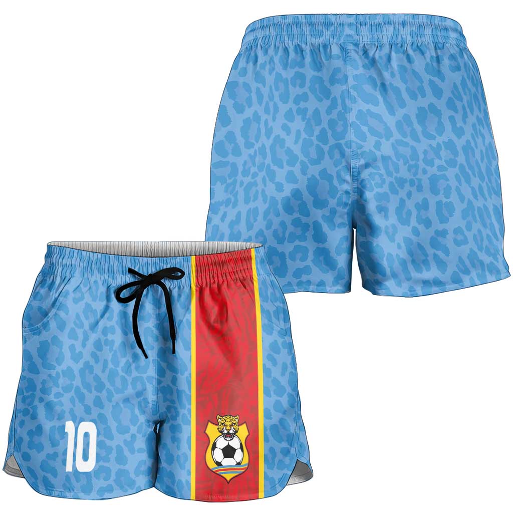 Custom DR Congo National Football Shorts for Women Leopards Power - Wonder Print Shop