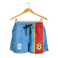 Custom DR Congo National Football Shorts for Women Leopards Power - Wonder Print Shop
