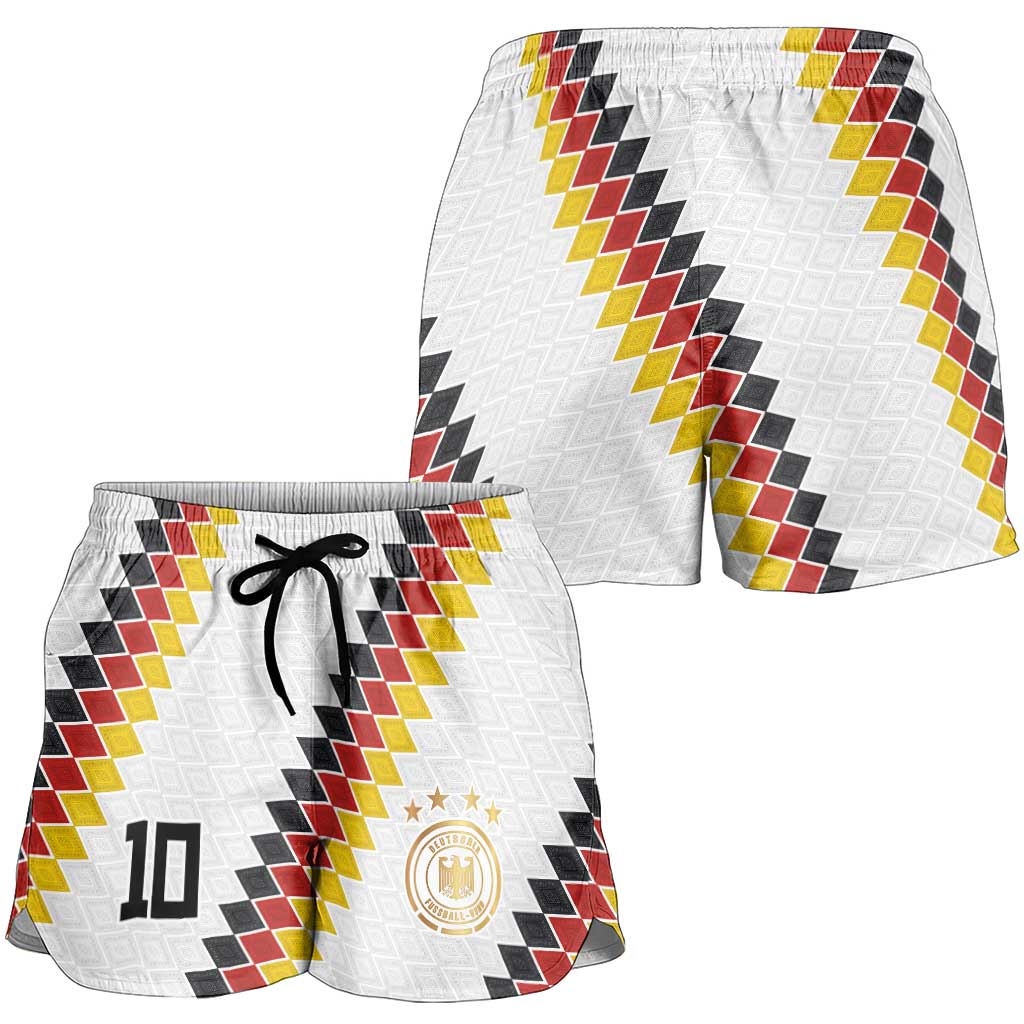 Custom Germany National Football Shorts for Women Inspired German Flag and Bavarian Renaissance Motifs - Wonder Print Shop