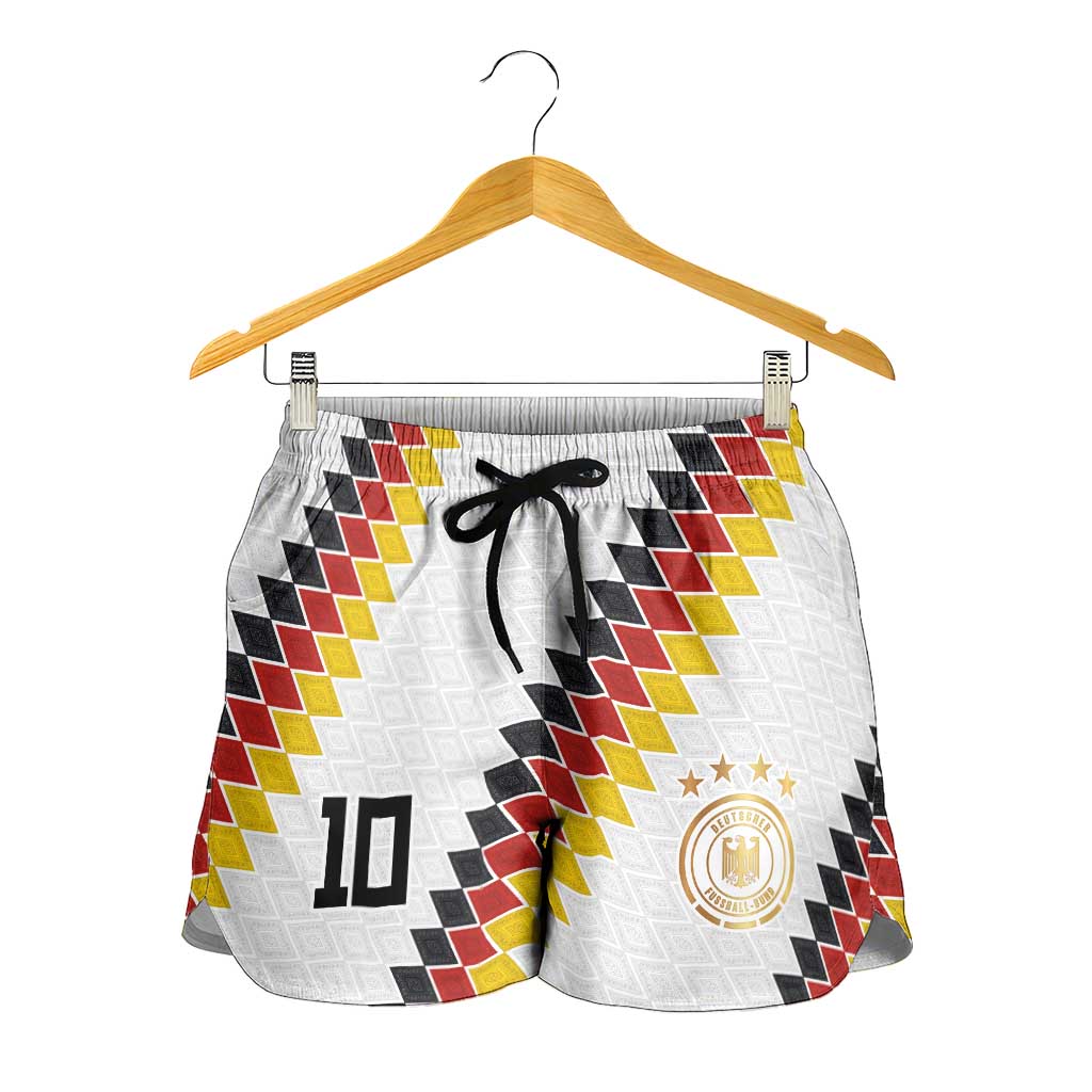 Custom Germany National Football Shorts for Women Inspired German Flag and Bavarian Renaissance Motifs - Wonder Print Shop