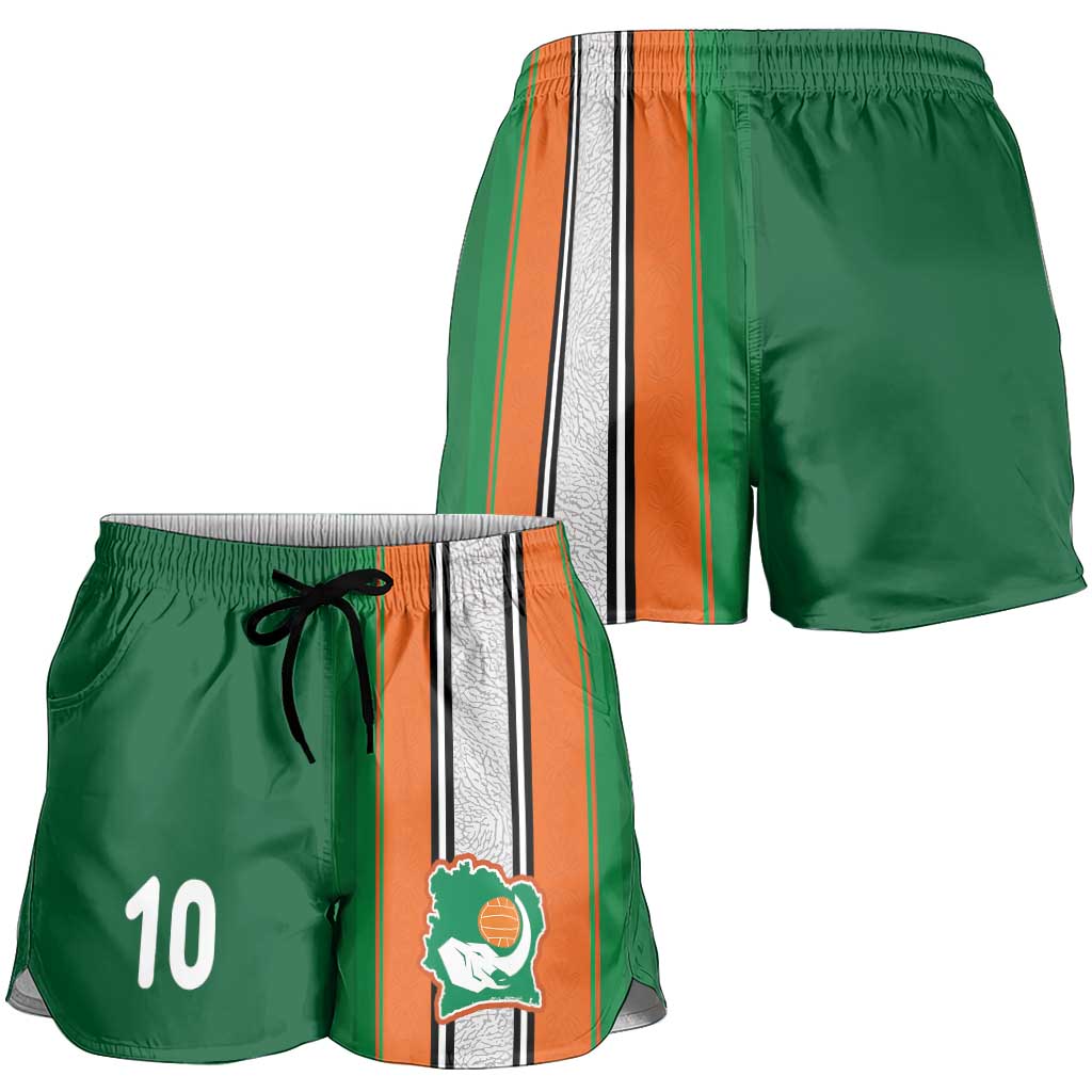 Custom Ivory Coast National Football Shorts for Women Les Elephants-Striped Sport Style - Wonder Print Shop