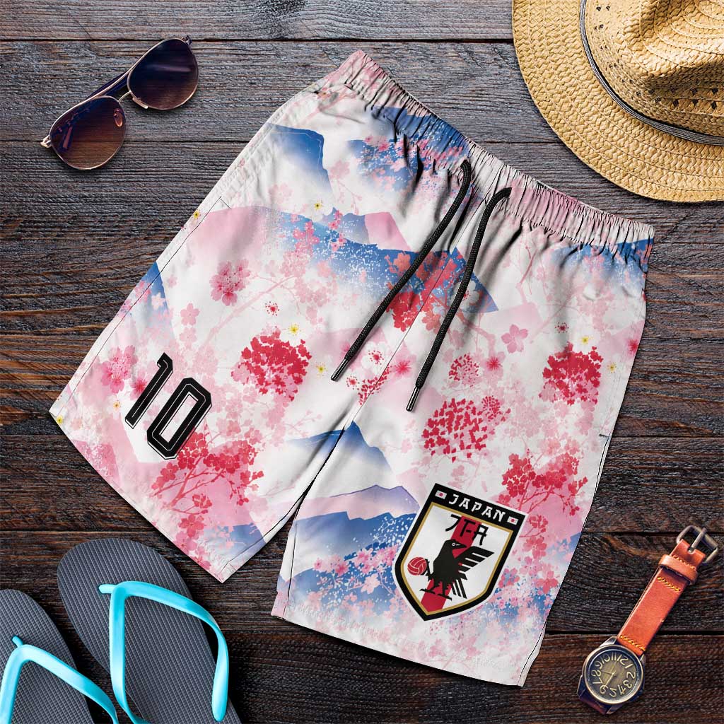 Custom Japan Football Shorts for Men Cherry Blossom Mount Fuji Asian Dragon Graphic