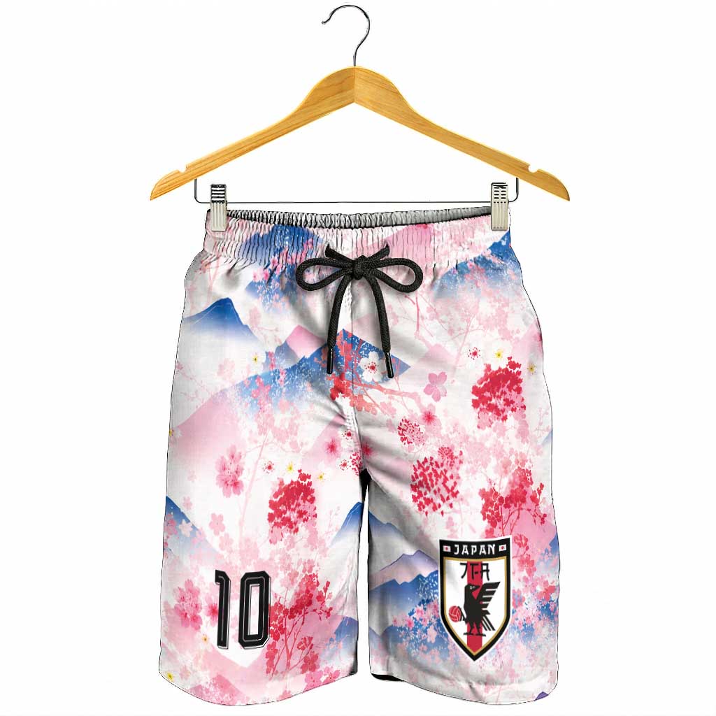 Custom Japan Football Shorts for Men Cherry Blossom Mount Fuji Asian Dragon Graphic