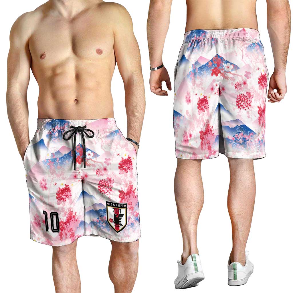 Custom Japan Football Shorts for Men Cherry Blossom Mount Fuji Asian Dragon Graphic