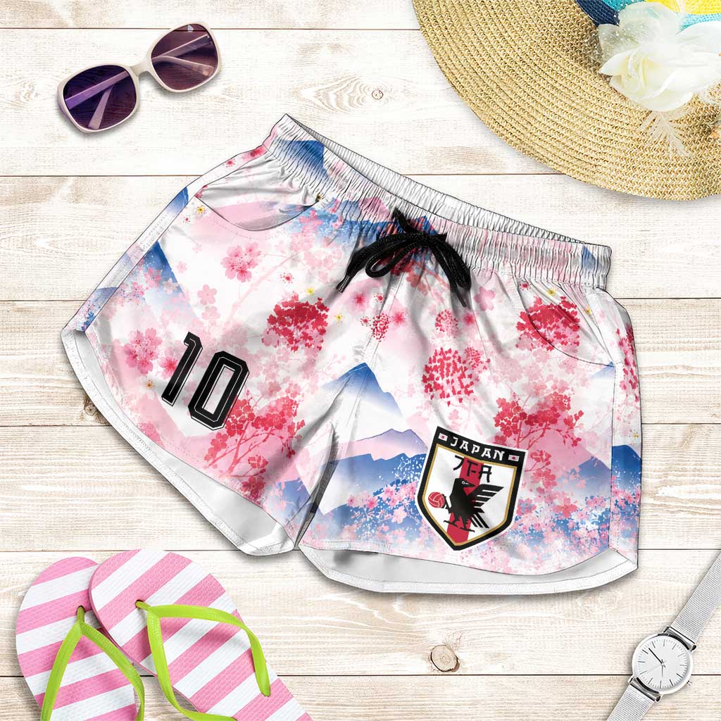 Custom Japan Football Shorts for Women Cherry Blossom Mount Fuji Asian Dragon Graphic