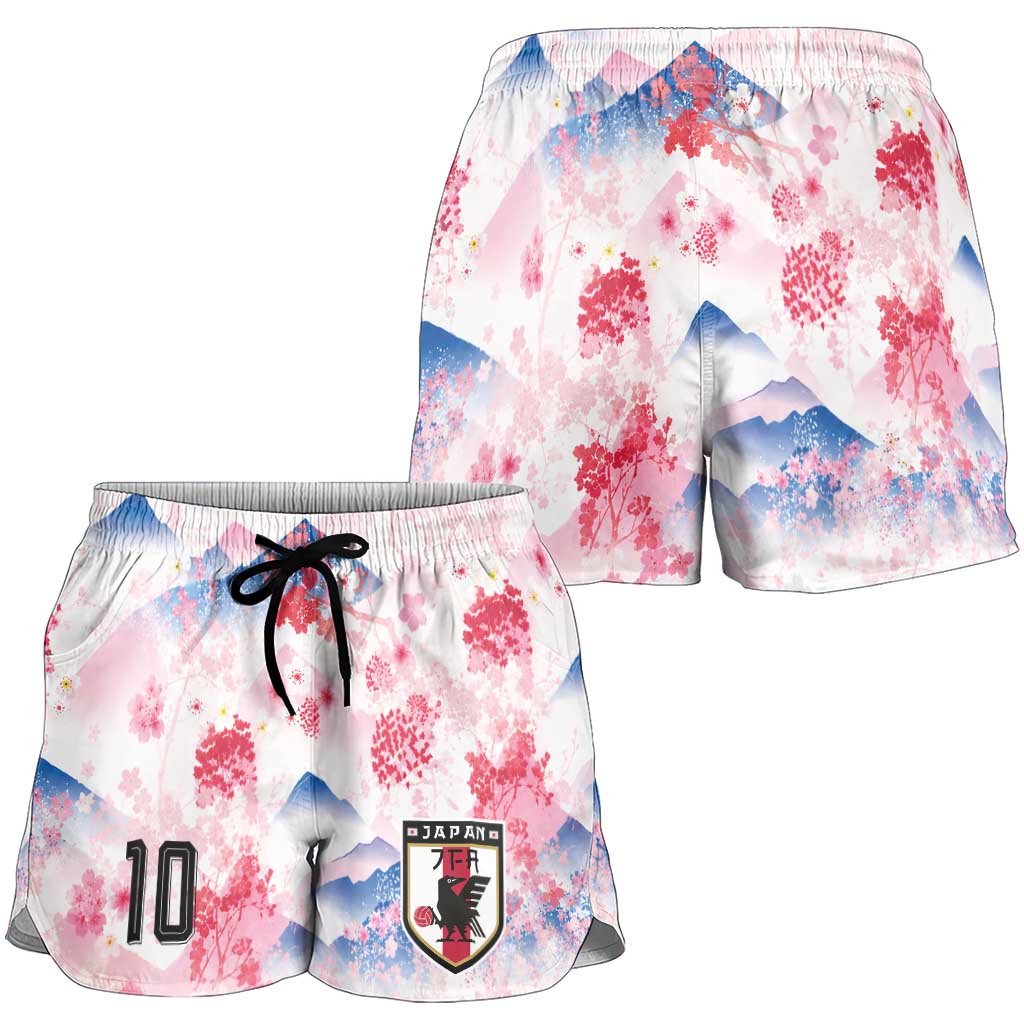 Custom Japan Football Shorts for Women Cherry Blossom Mount Fuji Asian Dragon Graphic