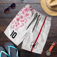 Custom Japan National Football Shorts for Men Cherry Blossom Sakura Wave Traditional Graphic Art