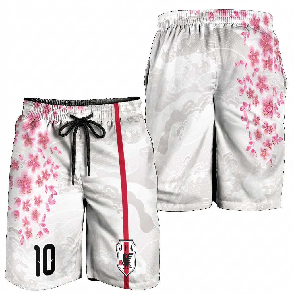 Custom Japan National Football Shorts for Men Cherry Blossom Sakura Wave Traditional Graphic Art